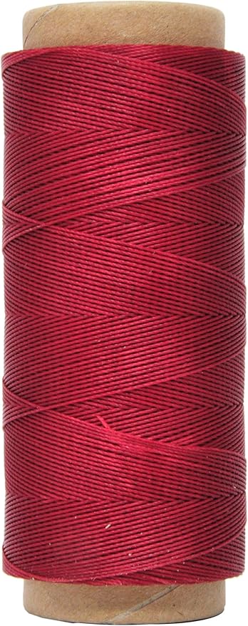 Mandala Crafts Dark Red Round Waxed Thread for Leather Sewing - 219 Yds 200M 0.45mm Polyester Leather Thread String Waxed Cord for Leatherwork, Beading, Bookbinding, Hand Stitching