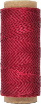 Mandala Crafts Dark Red Round Waxed Thread for Leather Sewing - 219 Yds 200M 0.45mm Polyester Leather Thread String Waxed Cord for Leatherwork, Beading, Bookbinding, Hand Stitching