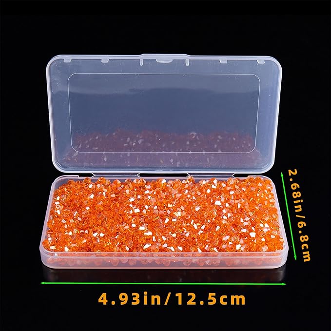 1100PCS 4mm Bicone Crystal Glass Beads for Jewelry Making, Sparkling Mini Beads for Suncatchers, DIY Bracelets & Craft Projects (Orange)