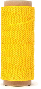 Mandala Crafts Yellow Round Waxed Thread for Leather Sewing - 219 Yds 200M 0.45mm Polyester Leather Thread String Waxed Cord for Leatherwork, Beading, Bookbinding, Hand Stitching