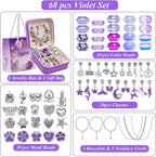 ONADEBY DIY Bracelet Kit with Beads & Charms - Friendship Jewelry Making Kit, A Perfect Birthday and Christmas Craft Gifts with Box Bag Packing (Purple)