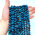 10mm 36PCS Blue Tiger Eye Beads Natural Stone Gemstone Spacer Loose Beads for Jewelry Making DIY Bracelet Semi Precious Beads Strand 15 inches