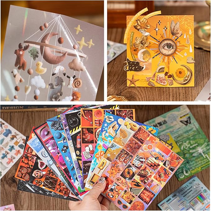 2 Pack Y2K Foil Sticker Books | 60 Vintage Cut-Out Stickers for Scrapbooking, Junk Journals & DIY Crafts - Glossy/Matte/Textured Styles