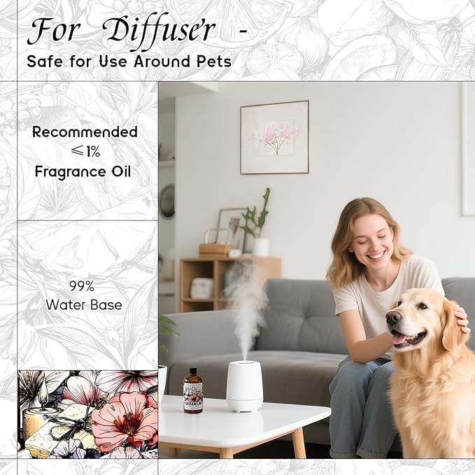 HIQILI Geranium Fragrance Oil for Home Diffuser, Relaxation, Essential Oil for Candle & Soap Making, Long-Lasting Scents, Car Freshies - 5.07 Fl Oz