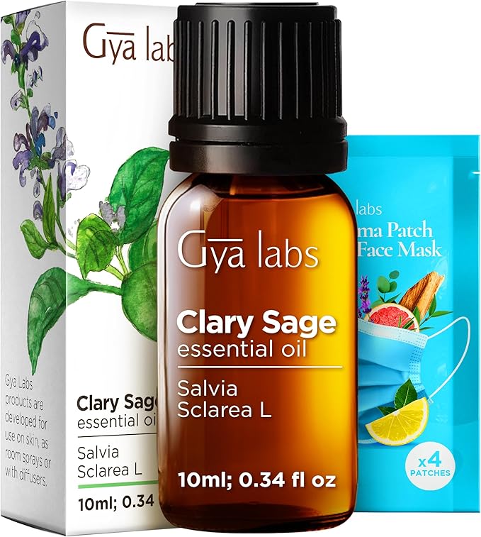 Gya Labs Clary Sage Essential Oil - 0.34 Fl Oz - for Hair, Skin, Diffuser, Aromatherapy & DIY Candle Making Scent