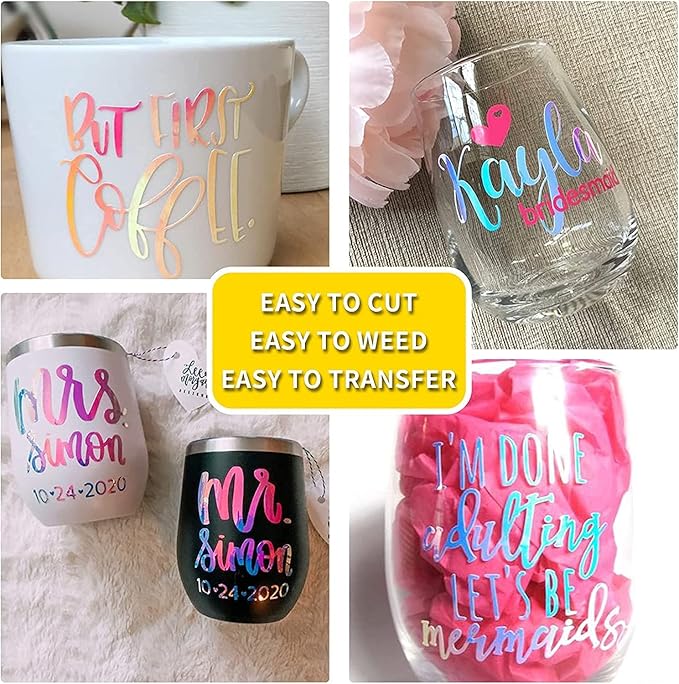 Lya Vinyl Holographic Opal Light Purple Permanent Vinyl Roll 12" x 12FT - Holographic Adhesive Vinyl Roll for Home Decor, Party Decoration, Mug, Window