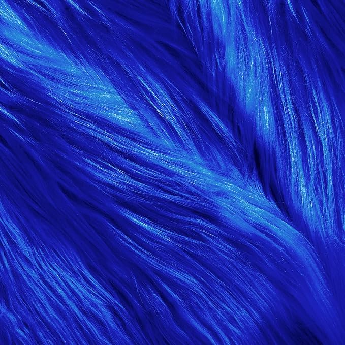 Tatuo 60 x 18 Inch Blue Faux Fur Fabric Christmas Fluffy Fuzzy Craft Fake Fur Cuts Shaggy Synthetic Plush Patch Sewing DIY Winter Halloween Costume Gnome Beard Miniature Dolls Rugs Mats Gift