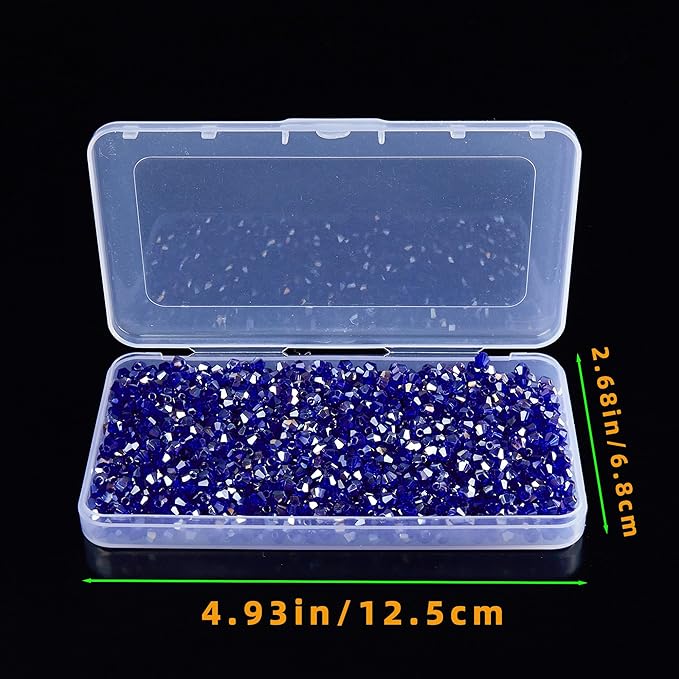 1100PCS 4mm Bicone Crystal Glass Beads for Jewelry Making, Sparkling Mini Beads for Suncatchers, DIY Bracelets & Craft Projects (AB Blue)