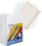 FIXSMITH Stretched White Blank Canvas - 9x12 Inch, Bulk Pack of 8, Primed,100% Cotton, 5/8 Inch Profile of Super Value Pack for Acrylics,Oils & Other Painting Media.
