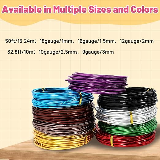 50 Feet Brown Aluminum Craft Wire, 12 Gauge 2mm Thickness Sculpting Wire, Armature Wire for Sculpting, Bendable Metal Craft Wire for Making Dolls Skeleton DIY Crafts
