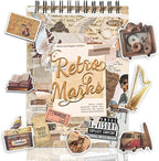 WCCH Vintage Scrapbook Sticker Supplies, 25 Sheets PET and 25 Sheets Washi Stickers, Over 800 Self-Adhesive Pre-Cut Stickers for Junk Journal, Bujo, Collage, Adult Crafts Arts, Letters DIY