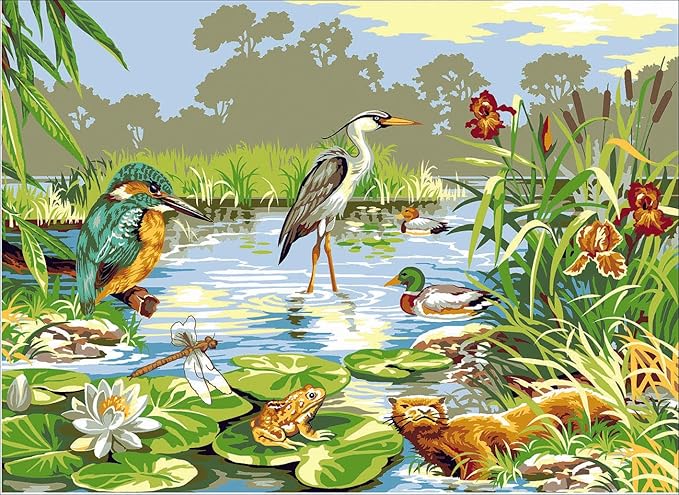 Wizardi Needlepoint Canvas for halfstitch Without Yarn Life in The Marshes SE929.408 Seg De Paris