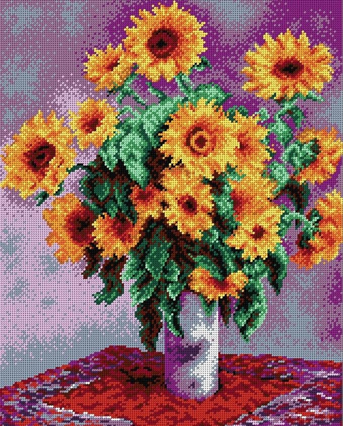 Wizardi Needlepoint Canvas for halfstitch Without Yarn After Claude Monet - Sunflowers 1993M Orchidea