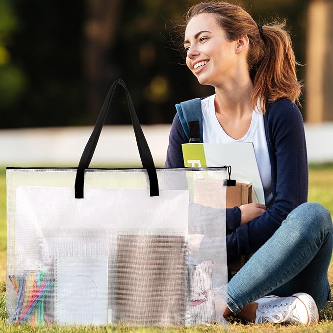 Frienda 10 Pieces Art Portfolios Bags Waterproof Portfolios Posters Storage Supply Bags with Zipper and Handle for Art Artworks, Bulletin Boards, Charts and Teaching for Back to School (24x36 Inches)