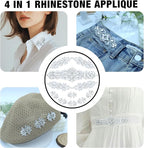 PEARLY JUN 11 Pcs Silver Rhinestone Applique Patches Pearl Rhinestone Patches Iron on Appliques for Dresses Hand Sewing Craft Projects DIY Wedding Clothes Shoes Hats Bags Embellishments