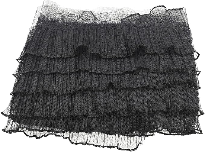 1 Yards Black Pleated Lace Chiffon Fabric Elastic Lace Trim for Wedding Bridal Dress Decoration DIY Sewing Clothing Decoration, 6 Inch