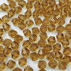 200pcs 6mm Bicone Glass Crystal Beads for Jewelry Making, Faceted Bicone Glass Spacer Beads for Bracelet Earring Necklace DIY Craft(Gold Champagne)