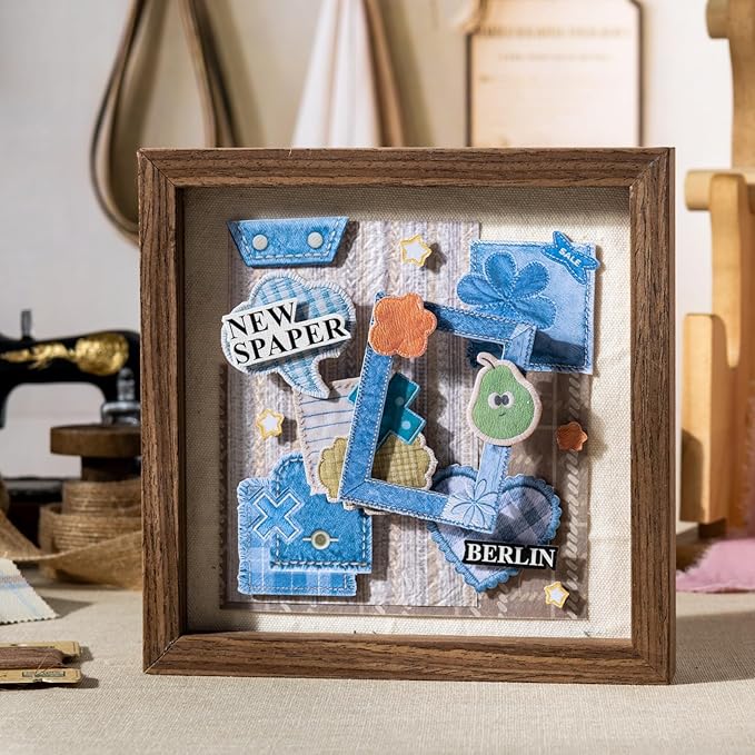 90PCS Sewing Diary Scrapbook Stickers Set — Printed Stitch and Fabric Style Cardstock, Peel and Stick Designs for Journals, Planners, Collage, DIY Crafts and Cute Sewing Aesthetic