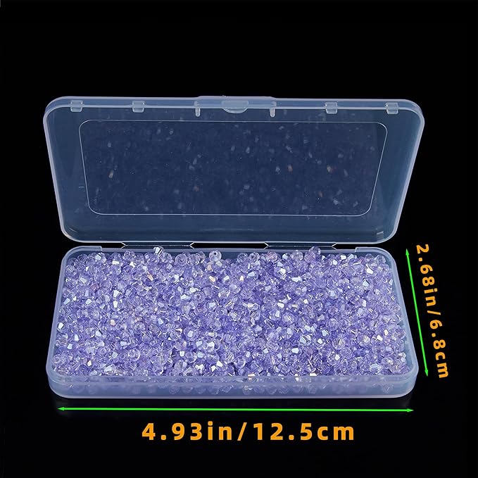 1100PCS 4mm Bicone Crystal Glass Beads for Jewelry Making, Sparkling Mini Beads for Suncatchers, DIY Bracelets & Craft Projects (Light Purple)