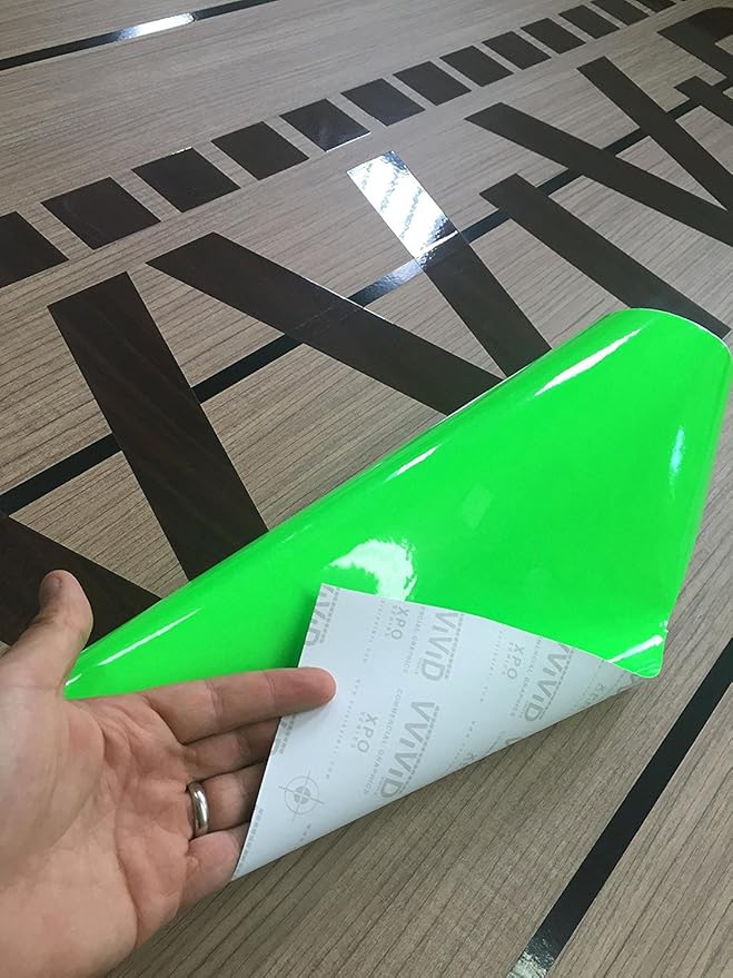 VViViD High Gloss Finish Adhesive Craft 12" x 48" Vinyl Roll Bundle with 12" x 12" Transfer Paper (2 Items)(Fluorescent Green)