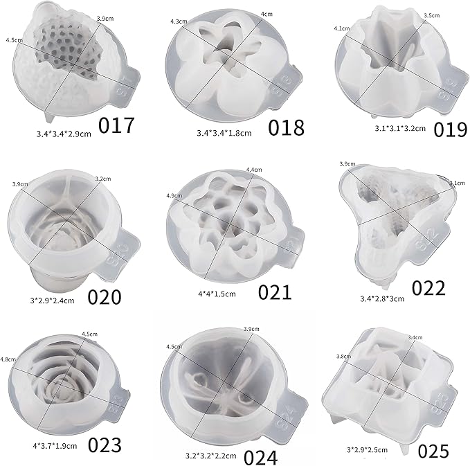 34 Pack Flower Succulent Candle Mold Resin Casting Silicone Molds for Home Decor & Candle Making Wave Spiral Mold