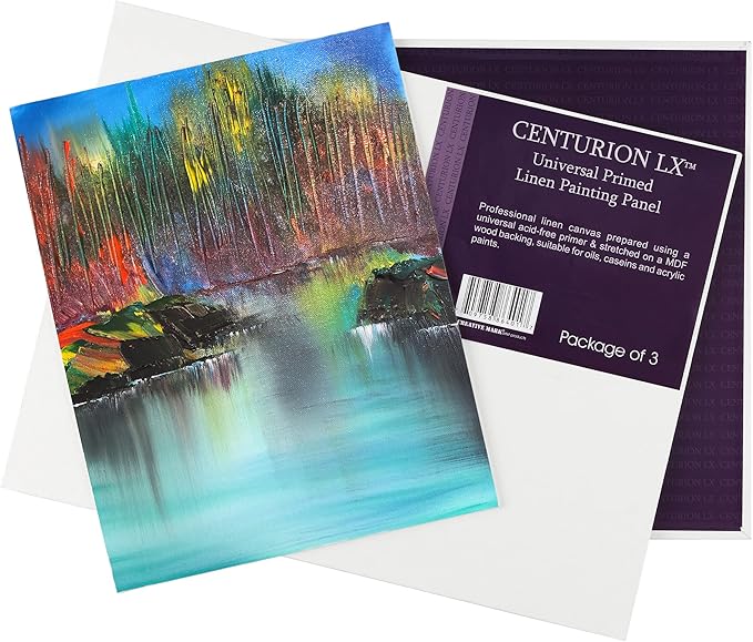 Centurion All-Media Primed Linen Panels - 14x18 3 Pack - 11oz Universal Primed Canvas Boards for Painting, Mounted on MDF Wood, Non-Warping, Ideal for Artists, Professionals, and Painters