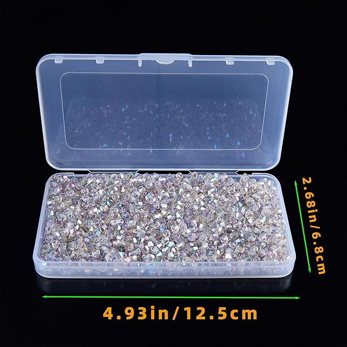 1100PCS 4mm Bicone Crystal Glass Beads for Jewelry Making, Sparkling Mini Beads for Suncatchers, DIY Bracelets & Craft Projects (AB Phantom Purple)