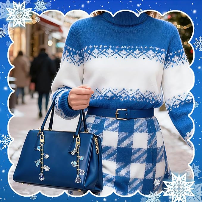 AUGSUN 189 Pcs Christmas Winter Keychain Making Kit, Charm Jewelry Chain 60 Charms 12 Keychain Clips Hooks 15 Extender Chains 100 Jump Ring and Jewelry Plier for DIY Crafts Accessories Holiday Gifts