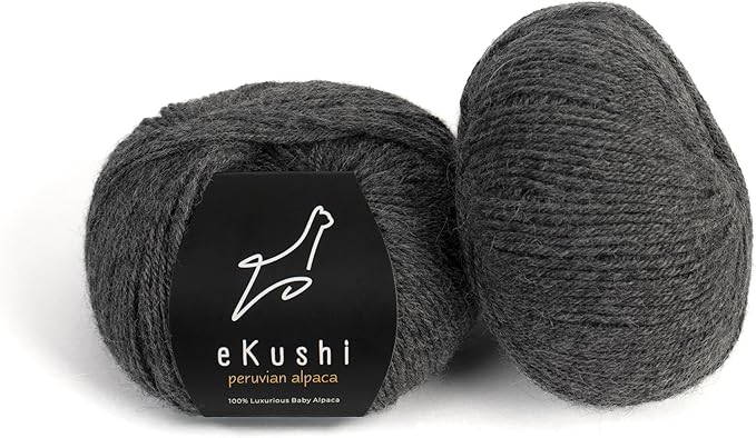 100% Baby Alpaca Yarn for Knitting & Crocheting - Set of 2 Skeins of Premium Yarn DK - Lightweight, Hypoallergenic & Thermal Peru Made - Ideal for Delicate Projects (N042 - Anthracite Grey)