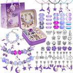 ONADEBY DIY Bracelet Kit with Beads & Charms - Friendship Jewelry Making Kit, A Perfect Birthday and Christmas Craft Gifts with Box Bag Packing (Purple)