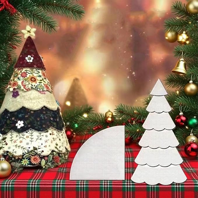 Christmas Tree Quilting Templates, 8/10/12inch Handmade Christmas Tree Sewing Pattern Template, DIY Sewing Pattern Template Ruler Tool for Home Sewing Enthusiasts, Xmas Decor Gift (8in)