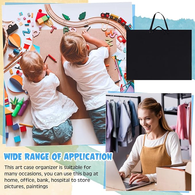 Abbylike 48 x 36 Inch Art Portfolio Bag Large Size Art Supply Bag with Nylon Shoulder Waterproof Poster Board Painting Drawing Sketch Storage Carrying Case for Christmas Artwork Gift(Black,1 Pcs)