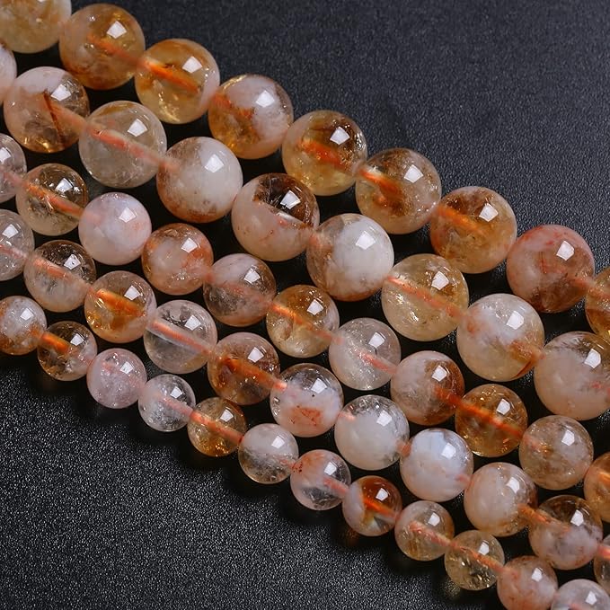 6MM 60PCS Natural Stone Citrine A Grade Quartz Crystal Loose Beads for Jewelry Making DIY Bracelet Necklace 1 Strand 15’’