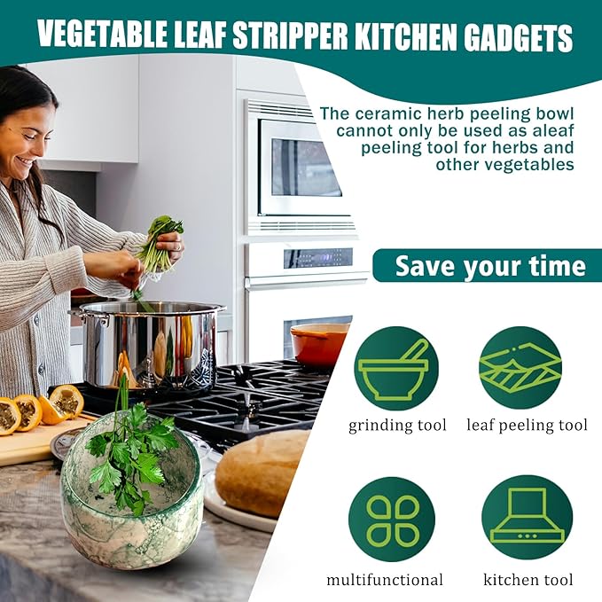 Pottery Herb Stripper Bowl, Ceramic Herb Peeling Bowl, Handmade Herb Stripper Tool Different Round Hole Sizes Suitable for The Leafy Assembly