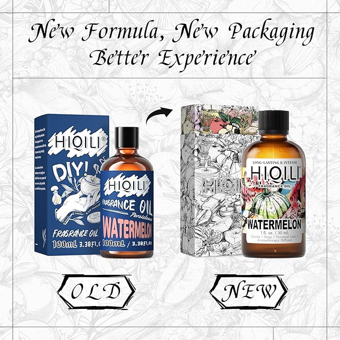 HIQILI Watermelon Fragrance Oil for Candle & Soap Making, DIY Fruity Perfume, Bath Bombs, Long-Lasting Diffuser Oil, Skin Care - 1 Fl Oz