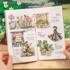 TIAMECH Spliced World PET Stickers - 60 Pcs Window Flower Bloom Plant & Playmates Cottage Girl Design, Waterproof Sticker for Journaling & Scrapbooking, Junk Journal Supplies, Ephemera & DIY Crafts