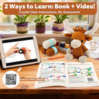 Faircosy Learn to Crochet Beginner Kit: All in One Highland Cow Crochet DIY Kit with Yarn, Crochet Hooks, Video Guide - Make Adorable Cow for Women, Teens & Adults - Great Learning Craft Gift