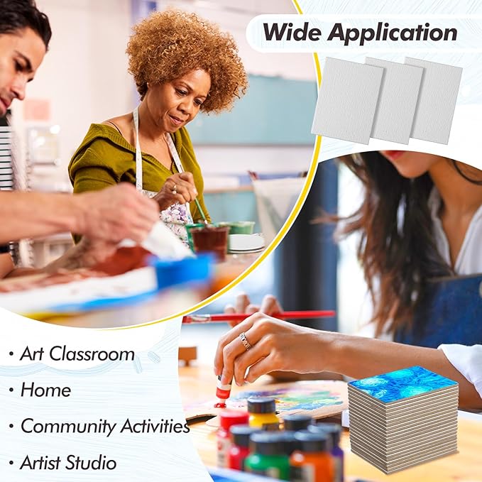 Engrowtic 50 Pcs Magnetic Painting Canvas Panel Mini Canvas Boards for Painting Mini Tile Art for Fridge Locker Art Crafts DIY(3 x 4 in,Rectangle)
