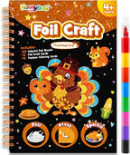 FUNNYB&G Foil Art Craft Activity for Kids - Thanksgiving Crafts Gift Bags for Kids Autumn Harvest School Party Favors Birthday Gifts Goodies Stuffers for Girls Boys 4 5 6 7 8 9 Years Old(Thanksgiving)