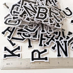 1.9 inch Iron on Letter Patches 78 Pieces, A-Z Embroidered Alphabet Patches for Clothing Jackets Hats Backpacks Jeans Black