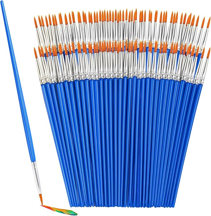 Small Paint Brushes Bulk 120 Pcs - Round Tip for Acrylic Watercolor Canvas Face Painting, Kids Classroom Art Supplies & Touch Up Kits