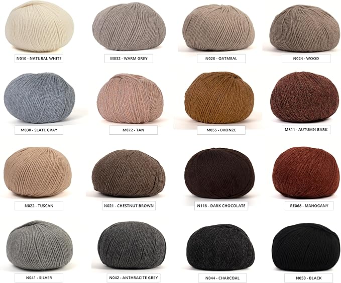 100% Baby Alpaca Yarn for Knitting & Crocheting - 1 Yarn Cone of Premium Yarn DK - Lightweight, Hypoallergenic & Thermal Peru Made - Ideal for Delicate Projects (N041 - Silver)