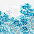 Beaded Pearl Flower Fabric Lace Applique, Floral Embroidered Patches Handmade Sewing Tool for DIY Neckline Bodice Wedding Bridal Prom Dress(Sky Blue-Large)