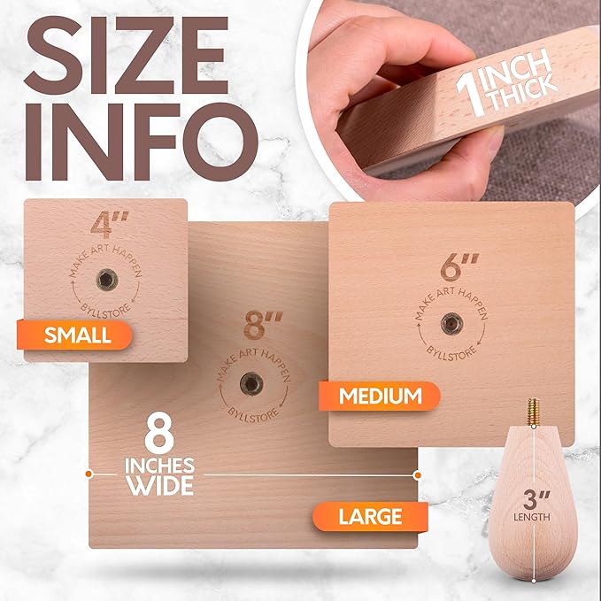 Byllstore 3-Pack Square Pottery Molds | Create Bowls & Plates | 4″, 6″ & 8″ Ceramic Tops | Interchangeable Handle