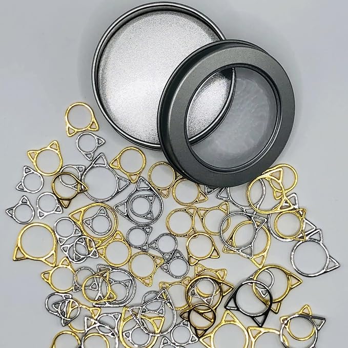 Hilsayum 30PCS Cat Stitch Marker Knitting Stitch Markers Metal Crochet Markers Ring Crocheting Accessories for Weaving, Handmade Crafts