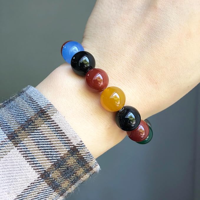 10mm Natural Multicolor Agate Beads for Jewelry Making Round Loose Gemstone Stones 1 Strand 15 Inch (36-38 pcs)