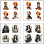 XERE 80 Pcs Mythic Enchantress Women Portraits Scrapbook Stickers Set for Scrapbooking and Journaling Notebooks, Junk Journal Supplies, Sketchbook, Bookmark Making Sticker