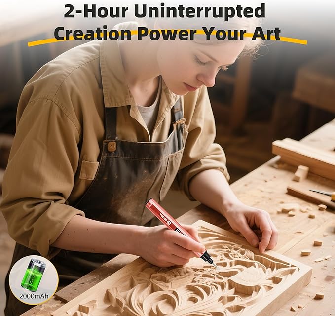 HARDELL Engraving Pen, 6 Speed, Rechargeable Engraver Pen for Artists & DIYers, Electric Engraving Tool with 41 Accessories, Engrave 60+ Surfaces, Engraving Pen for Metal, Wood, Glass and Plastic