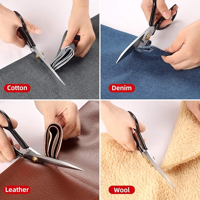 Fabric Scissors - 8 Inch Heavy Duty Tailor Shears for Fabric Cutting - Ultra Sharp Cloth Scissors - Multipurpose Utility Dressmaker Leather Titanium