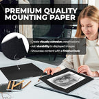 Dunwell Art Portfolio 9x12 Folder (Silver), Black Mounting Paper, Portfolio Binder for Artwork, 9 x 12 Art Folder, 24 Pockets Display 48 Pages, Acid-Free Poly Presentation Book